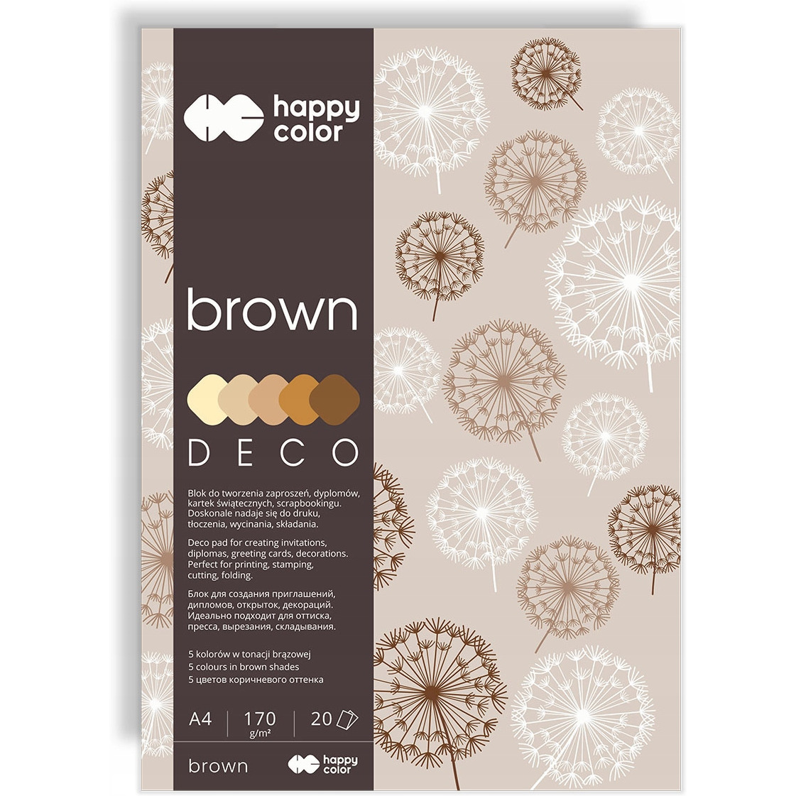 Blok DECO BROWN HAPPY COLOR A4 20ark.170g 5 k olorów HA 3717 2030-072